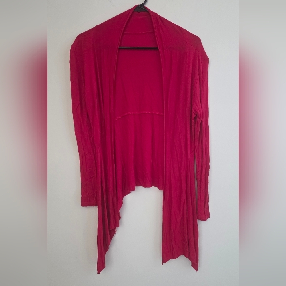 Magenta Open Front Waterfall Cardigan | Long Sleeve Lightweight Layer